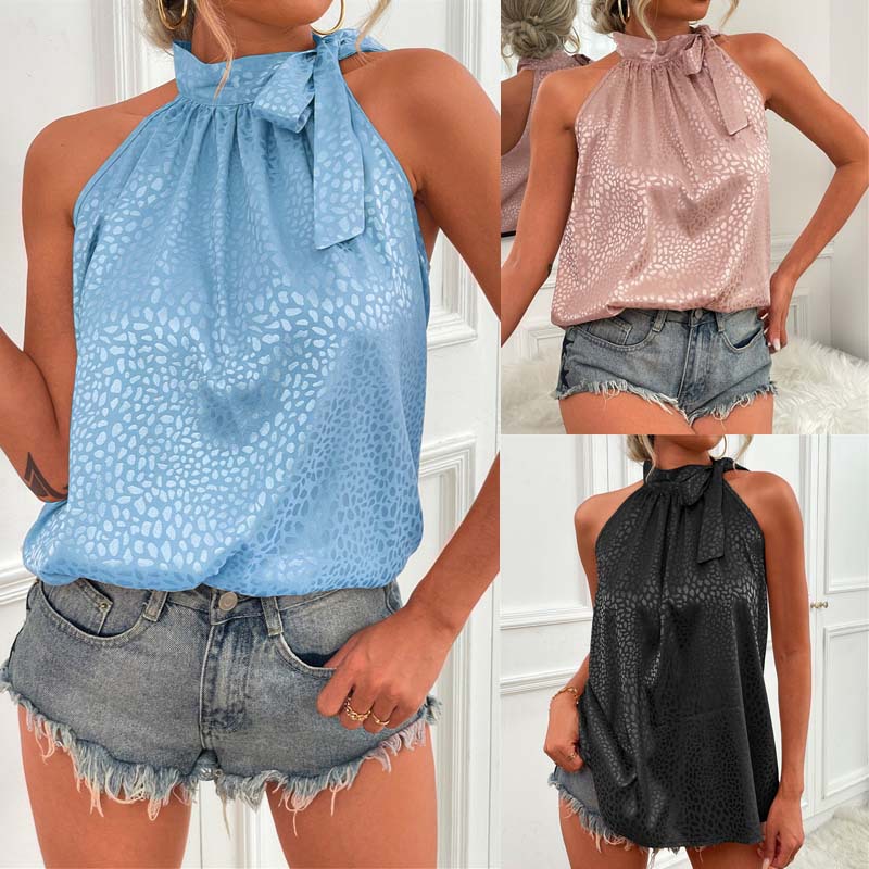 Women' T-Shirt Printed Shirts Fashion Women' Halter Tie Sleeveless Jacquard Shirt, Black
Women' T-Shirt Printed Shirts Fashion Women' Halter Tie Sleeveless Jacquard Shirt, Black