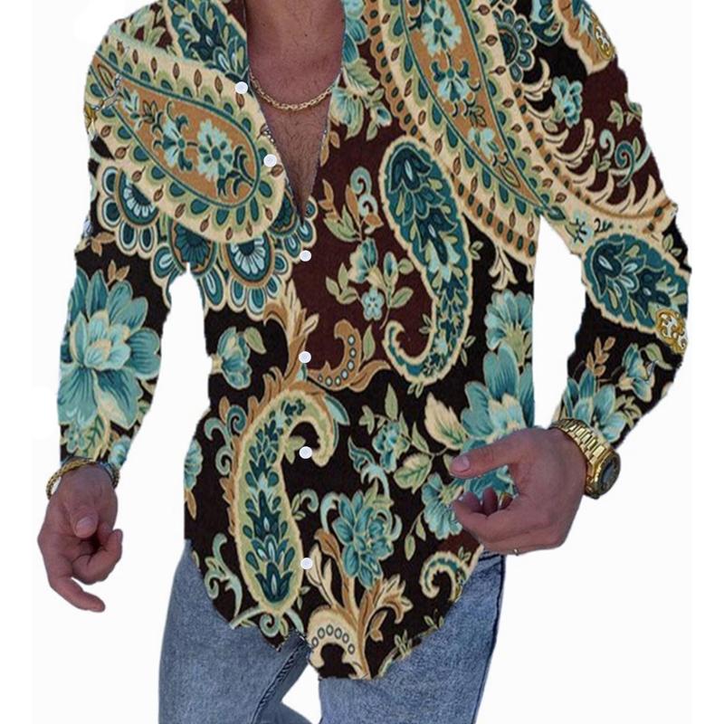 Men's Casual Shirts Fall Men's Wear Lapel Print Fashion Long Sleeve Hawaiian Shirt Vintage Street Clothes ShirtMen's 
Men's Casual Shirts Fall Men's Wear Lapel Print Fashion Long Sleeve Hawaiian Shirt Vintage Street Clothes ShirtMen's