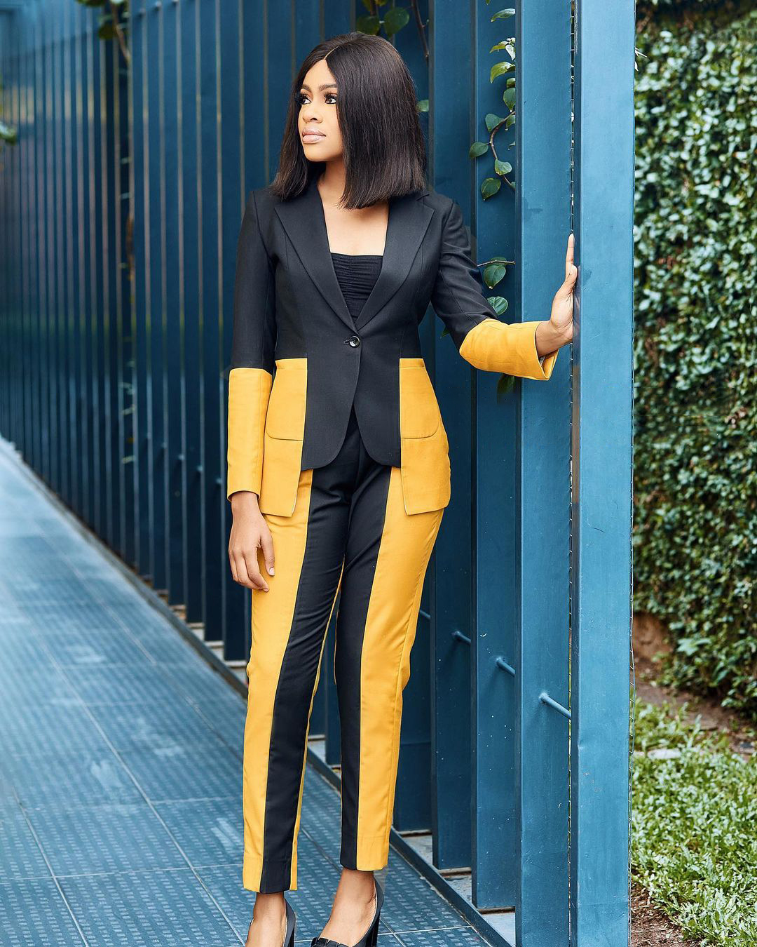 Color Matching Red Carpet Fashion Women Pants Suits 2 Pieces Slim Fit Prom Evening Party Wear Dressing