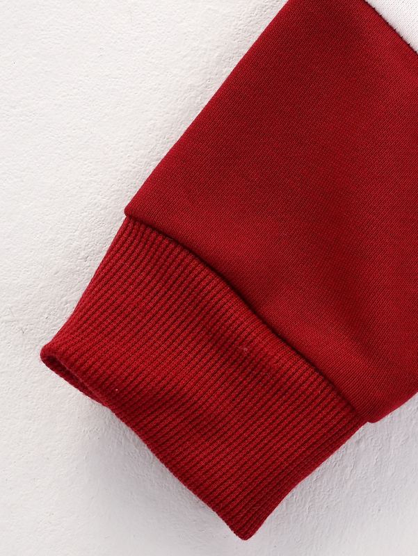 Baby Contrast Panel Kangaroo Pocket Ruffle Hem Hoodie Dress SHE