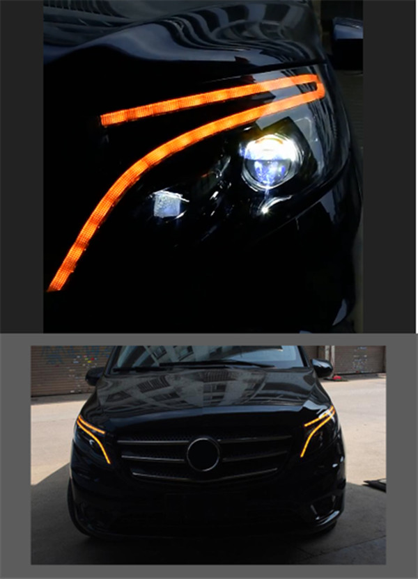 LED Headlight For Benz Vito 20 13-20 22 W447 DRL Bi-Xenon Lens LED Crystal Angel Eyes Turn Signal Front Lamp