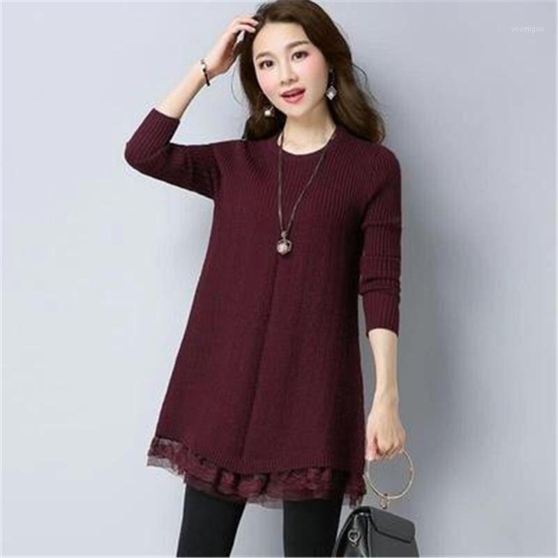 Women's Sweaters Lace Stitching Sweater Dress Solid Color Loose Long-sleeved Pullovers Plus Size Female Knit Fall Winter 2022, Yellow
Women's Sweaters Lace Stitching Sweater Dress Solid Color Loose Long-sleeved Pullovers Plus Size Female Knit Fall Winter 2022, Yellow