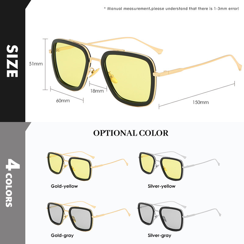 Top Quality Tony Stark Square Sunglasses Pochromic Polarized Men Glasses Steampunk Eyewear Driving Goggles zonnebril heren 220621