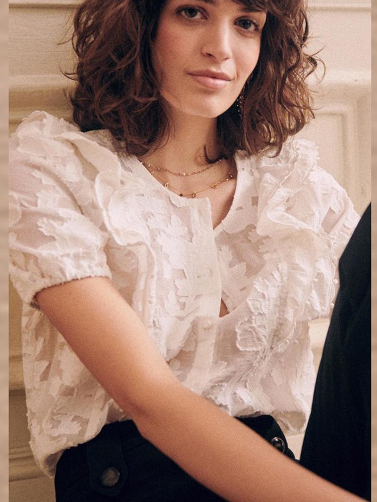 Women' Blouses & Shirts Women Shirt 2022 Summer Jacquard Lace Ruffled Short-sleeved BlousesWomen, White
Women' Blouses & Shirts Women Shirt 2022 Summer Jacquard Lace Ruffled Short-sleeved BlousesWomen, White