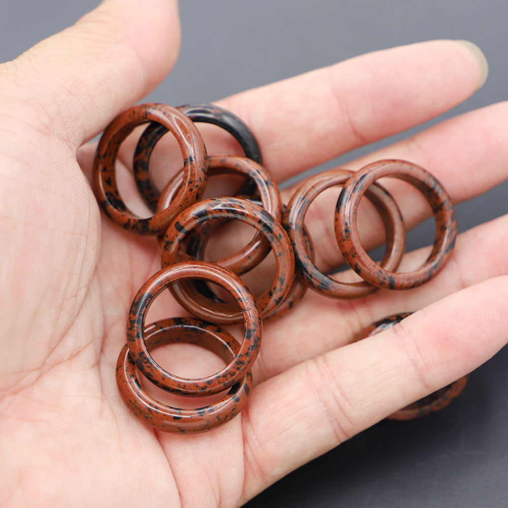 Fashion 6mm Natural Golden Swan Stone Rings Unisex Created Circle Finger Reiki Jewelry Gifts