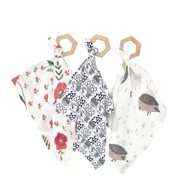 Unisex Baby Shower Gift Newborn Baby Teething Lovey Chewable Jewelry Teether Toy Saliva Towel Bibs Baby Bandana Drool Bibs for Boys