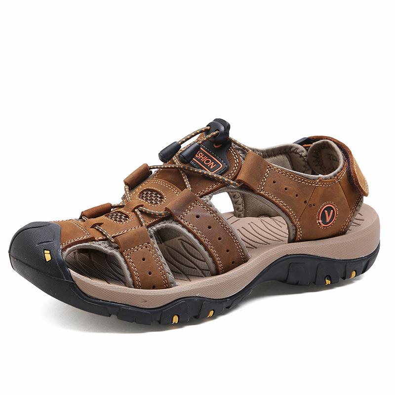 Sandals Summer Men Genuine Leather Cowhide 2022 Quality Beach Slippers Casual Sneakers Outdoor Shoes, Khaki 3
Sandals Summer Men Genuine Leather Cowhide 2022 Quality Beach Slippers Casual Sneakers Outdoor Shoes, Khaki 3