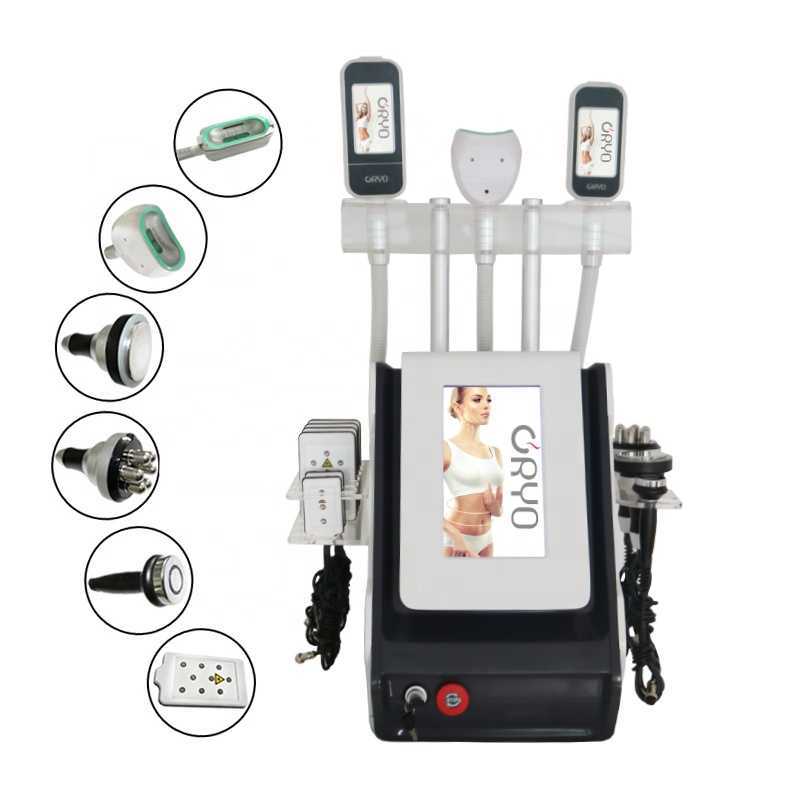 Professional 7 IN 1 Cryo lipolysis Slimming Machine Cold and Hot Cryo Laser 40k Cavitation Body Slimming Face RF Beauty Equipment