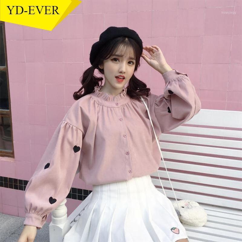 Women' Blouses & Shirts Love Heart Embroidery Blouse Women Korean Half Turtleneck Lantern Sleeve BFsingle Breasted Female Top 49907, Pink
Women' Blouses & Shirts Love Heart Embroidery Blouse Women Korean Half Turtleneck Lantern Sleeve BFsingle Breasted Female Top 49907, Pink