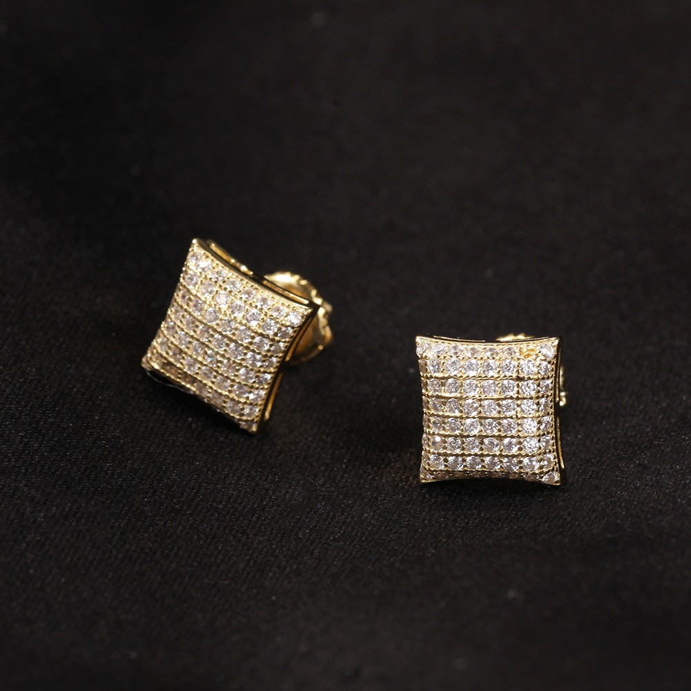 Designer Men Earrings Hip Hop Ear Stud Fashion S925 Women Earring Sterling Silver Man Earings Classic Zircon Studs Bling Rapper Ro