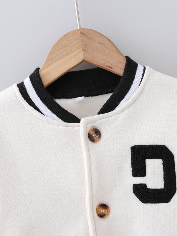 Toddler Boys Letter Pattern Colorblock Thermal Lined Bomber Jacket SHE