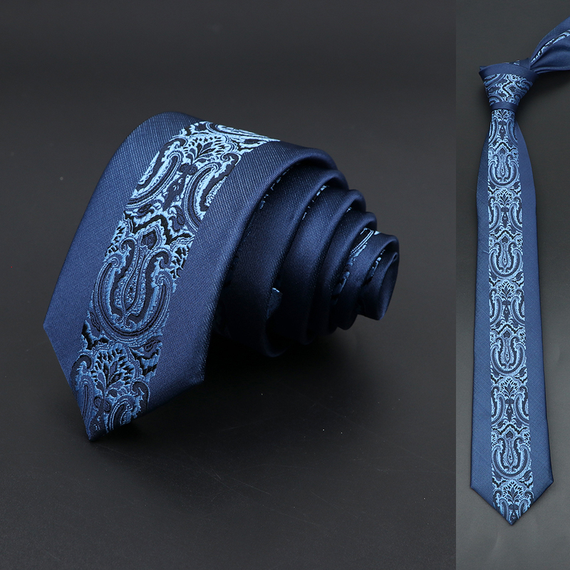 Skinny 6cm Ties For Men Wedding Dress Necktie Floral Paisley Patchwork Black Blue Tie Business Slim Shirt Accessory Gift Cravate 220409