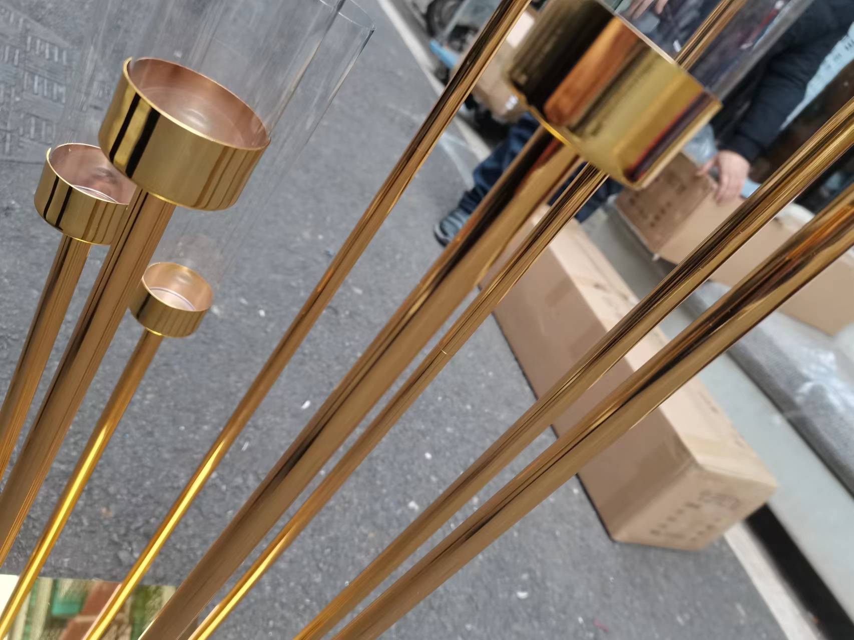 decoration 8 Heads Metal Candelabra Gold CandleHolder Acrylic Wedding Table Centerpiece Candle Holders Candelabrum Decoration imake378 XJ260305