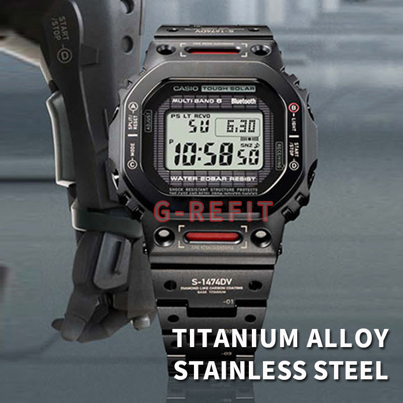 GRefit DW5600 GWB5600 Alloy Bezel Strap Mechanical Style Robot Watchbands GB5600 GMWB5000 Metal Case MechWarrior 220706