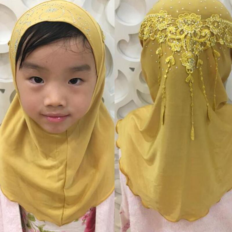 Scarves Beautiful Girl Silk Hijab With Lace Diamond Hat Scarf Suitable For 2-7 Years Old Muslim Children Hedging Islamic
Scarves Beautiful Girl Silk Hijab With Lace Diamond Hat Scarf Suitable For 2-7 Years Old Muslim Children Hedging Islamic