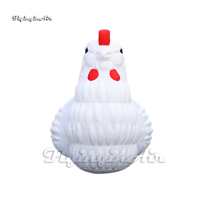 5m White Inflatable Hen Personalized Advertising Cartoon Animal Mascot Model Air Blow Up Domestic Fowl Chicken Balloon For Farm Decoration
