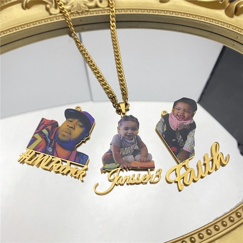Aurolaco Po Picture Nameplate Pendant Necklace Kids Custom Memory Jewelry for Family Gifts Collar 220718