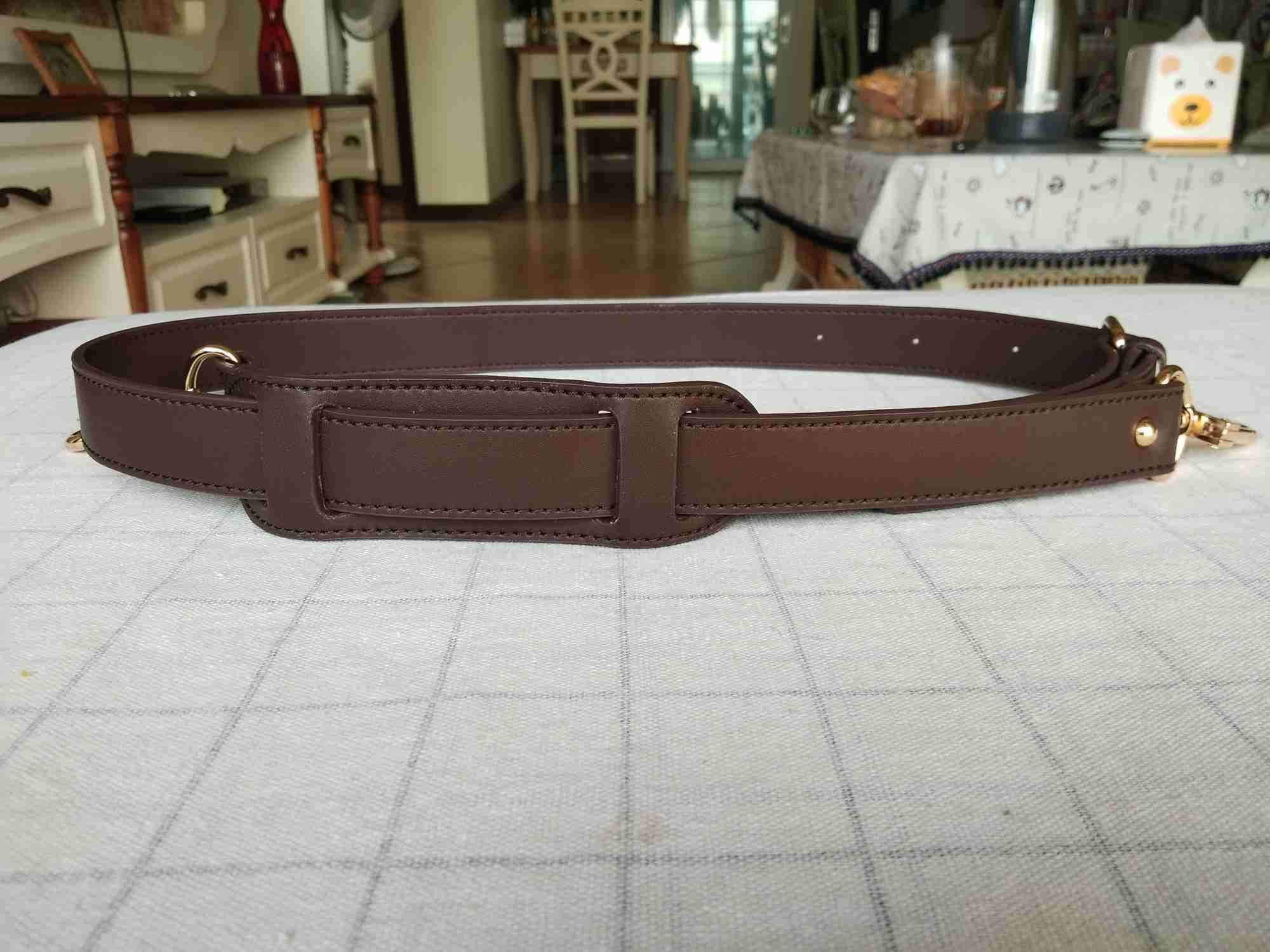 2.4cm Wide Crossbody Strap Replacement Adjustable Bag Accessories Gold Hardware Real Leather brown color