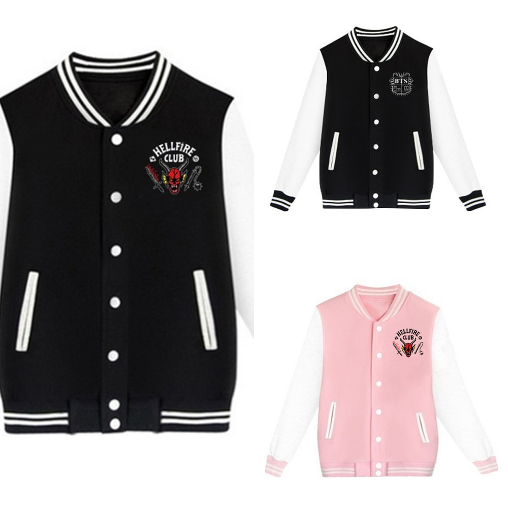 Stranger Things Hellfire Club Bomber Jackets Women Men Couple Baseball Uniform Coat -5XL, Black
Stranger Things Hellfire Club Bomber Jackets Women Men Couple Baseball Uniform Coat -5XL, Black