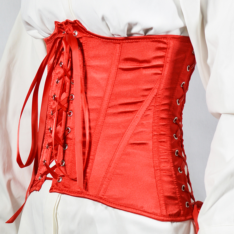 Women Satin Underbust Zipper Corset Fashion Drawstring Criss Cross Lacing Hollow-out Gothic Plus Size Back Zip Clubwear Streetwear Body Shaper Girdles