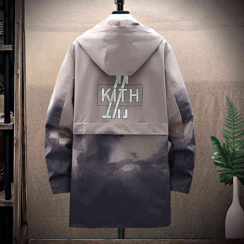 Spring and Autumn Jacket Men Casual Hip-Hop Jacket Mid-Length Men Jacket Harajuku Patchwork Gradient Printing Windbreaker Men Z250912