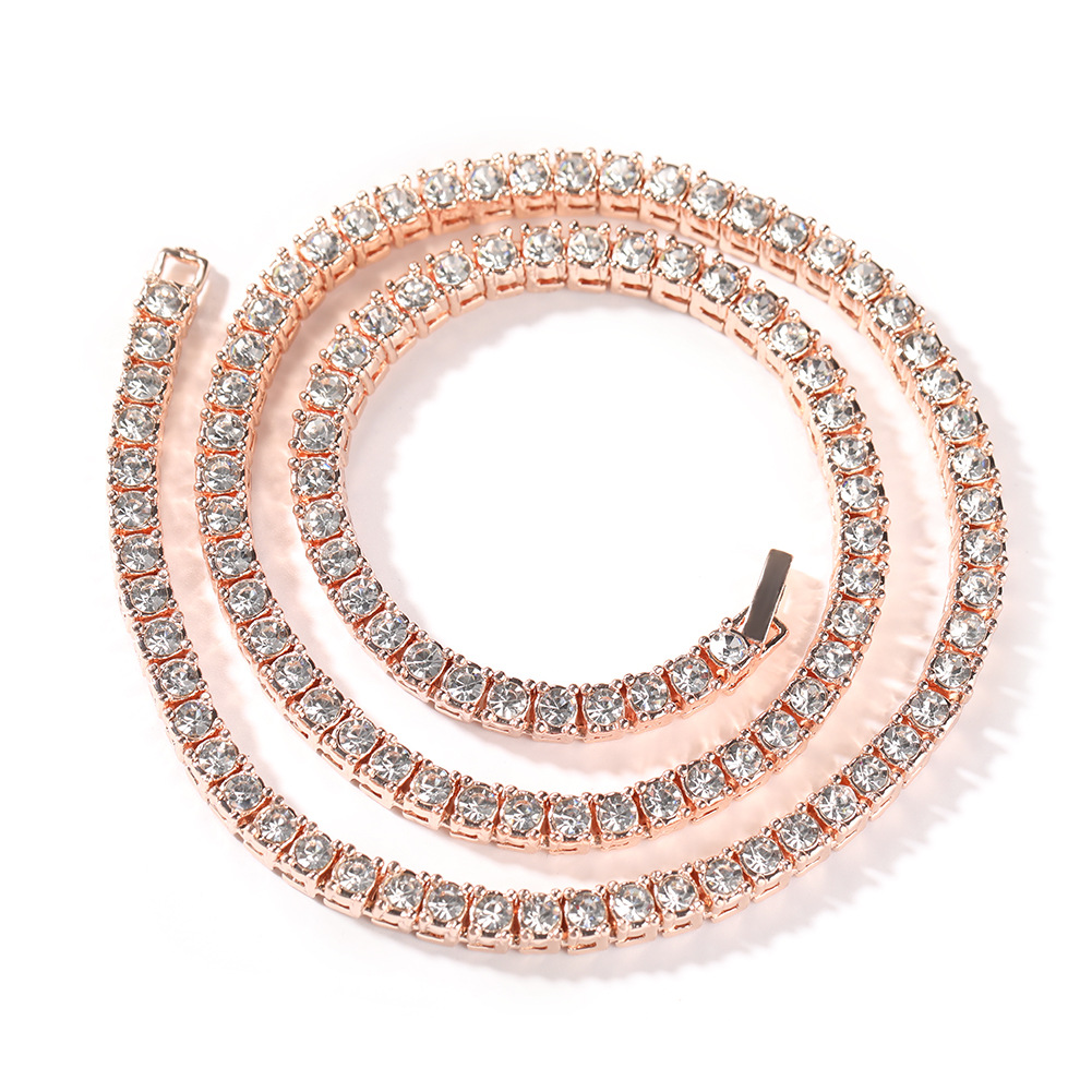3mm/4mm Diamond Tennis Chain Necklace TopBling Gold Plated Jewelry Hip Hop Chains Necklace