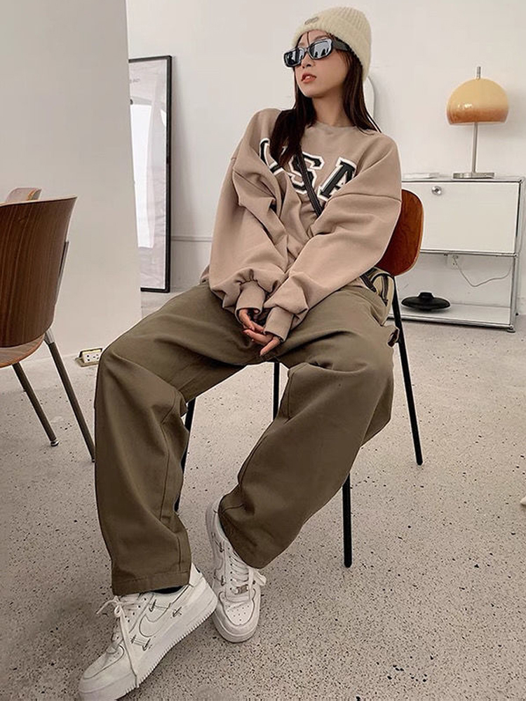 HOUZHOU Harajuku Cargo Pant Vintag Y2k Hip Hop Oversized Patchwork Japan Style Loose Trousers Female Streetwear Grunge 220325