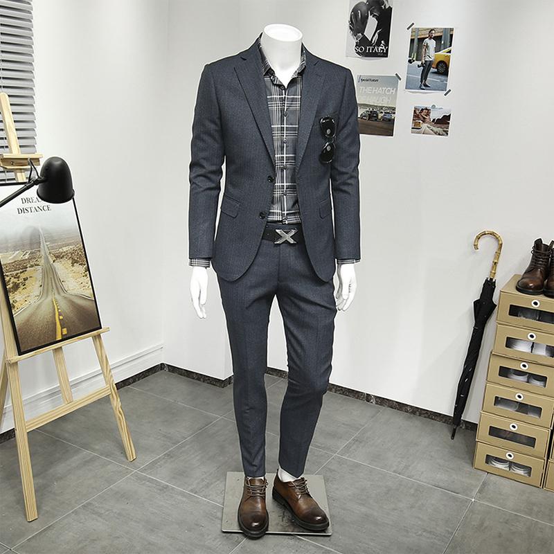 Men's Suits & Blazers Grey Stripe Leisure Mens Set Blazer Pant Formal Slim Korea Style 10% Wool High Quality Four Seasons ClothingMen's
Men's Suits & Blazers Grey Stripe Leisure Mens Set Blazer Pant Formal Slim Korea Style 10% Wool High Quality Four Seasons ClothingMen's