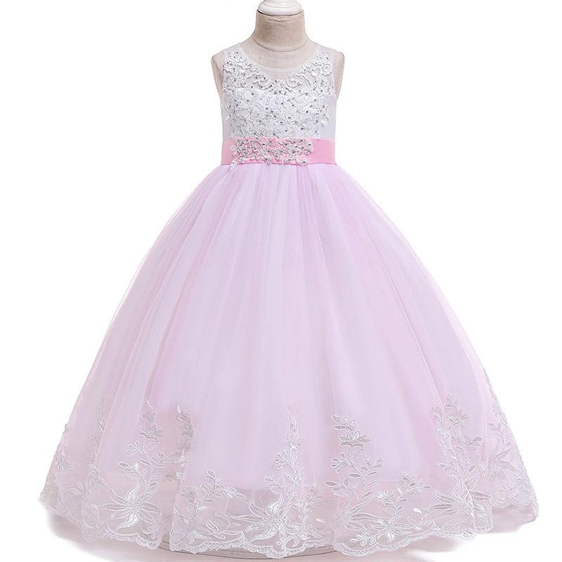 Christmas Girls Long Bridesmaid Dress Elegant Kids Clothes Children Wedding Formal Party Princess Evening 10 12 Y Vestidos 220707