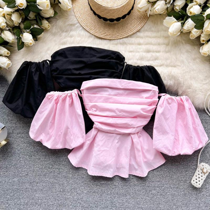 Women's Blouses & Shirts Sweet 2022 Summer Fashion Women Slash Neck Short Sleeve Tops Solid Color Sexy Blouse G799Women's, Beige
Women's Blouses & Shirts Sweet 2022 Summer Fashion Women Slash Neck Short Sleeve Tops Solid Color Sexy Blouse G799Women's, Beige