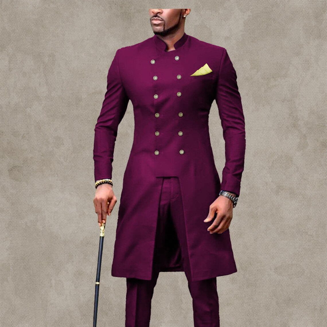 Double Breasted Wedding Tusedos Standard Collar Long Jacket Pants Men Suits Slim Fit Royal Blue Groom Wear Vintage Prom Party Blazer 2 Pieces Dinner S