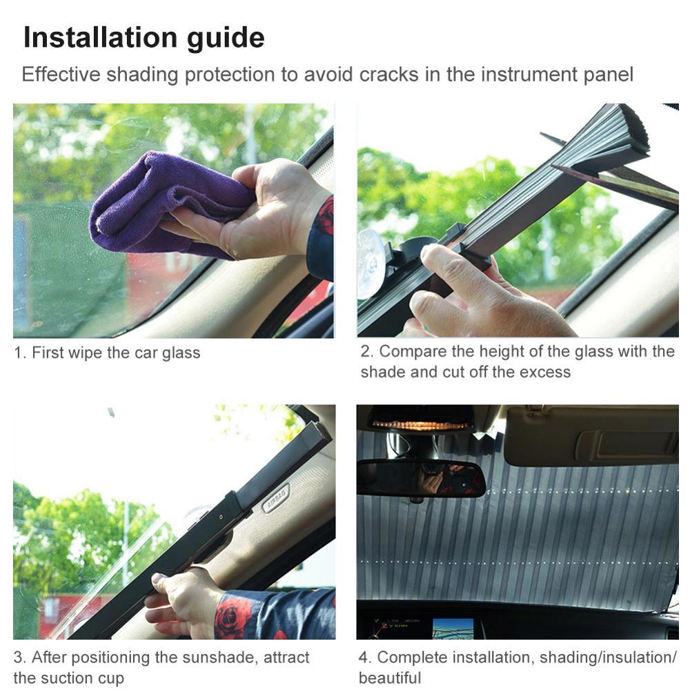 Car Retractable Windshield Cover Anti-UV Sunshade Heat Insulation Front Sun Block Auto Rear Window Foldable Curtain Drop Ship