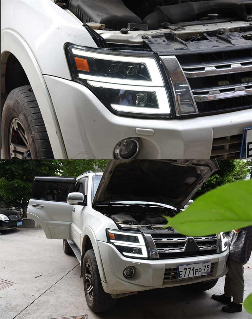 2 PCS Car Lights automotive Parts For PAJERO V93 V95 V97 Head lamps LED Headlight LED Dual Beam Lens Front Light