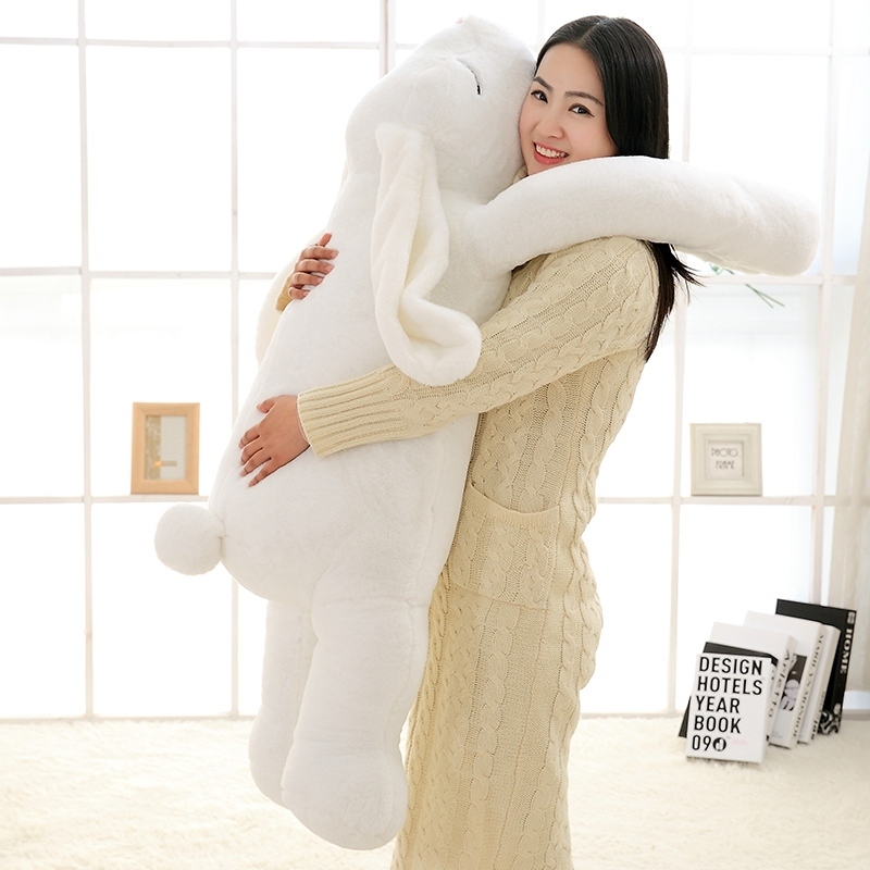 Lovely Giant Animal 90cm 120cm Soft Cartoon Big Ear Bunny Plush Toy Rabbit Stuffed Pillow Girl Gift 220721
