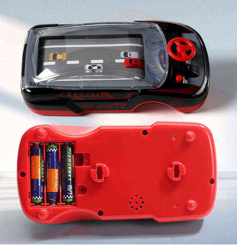 Racing car handheld game player with 3D car model and steering wheel, real auto racing game console, novelty children toy H220426