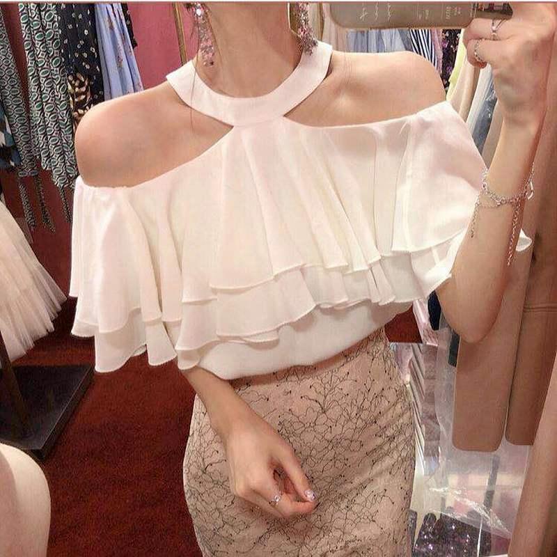 Women' Blouses & Shirts Brand Halter Neck Hollow Out Short Sleeve Ruffles Women Chiffon Blouse Summer Cute Top Shirt Blusas MujerWomen, Black
Women' Blouses & Shirts Brand Halter Neck Hollow Out Short Sleeve Ruffles Women Chiffon Blouse Summer Cute Top Shirt Blusas MujerWomen, Black