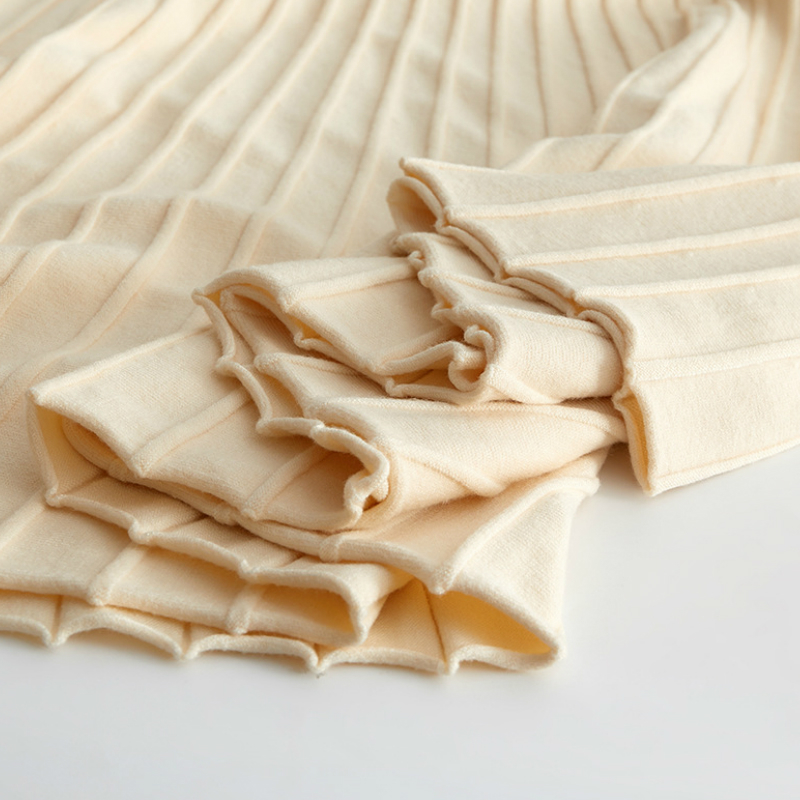 SETWIGG Women's Autumn Draped Rib Pleated Long Knitted Skirt Elegant Winter Wool Blend A-line Knit Elastic Waist 220317