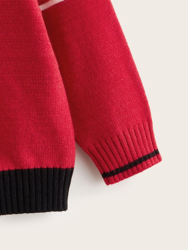 Toddler Boys Striped Pattern Polo Neck Sweater SHE