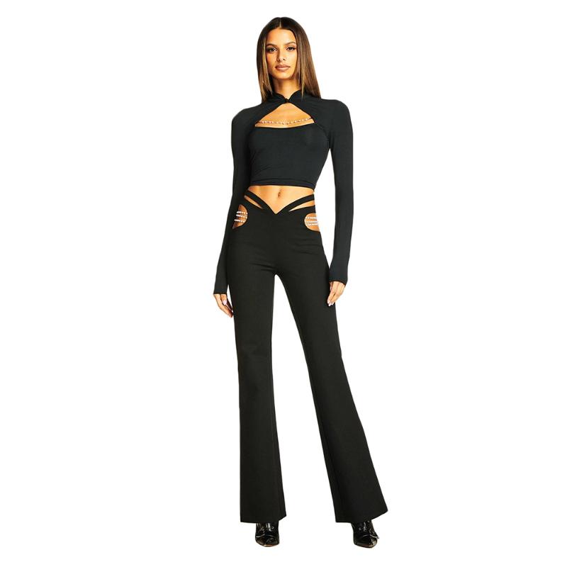 Women' Two Piece Pants Arrival Women Bandage Sets Set Top And Sexy Beading Autumn 2 Pieces ClothesWomen, Black
Women' Two Piece Pants Arrival Women Bandage Sets Set Top And Sexy Beading Autumn 2 Pieces ClothesWomen, Black