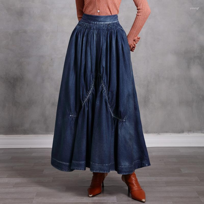 Skirts FairyNatural Women Denim Retro Elastic Waist Patchwork 2022 Autumn Spring Female High Casual Clothes, Denim blue
Skirts FairyNatural Women Denim Retro Elastic Waist Patchwork 2022 Autumn Spring Female High Casual Clothes, Denim blue