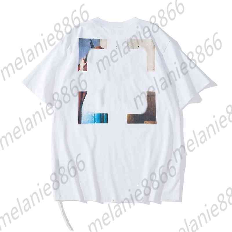 Offs Men's t Shirts Trendy Brand Off Religious Print Arrow Youth Short Sleeve Casual T-shirt White