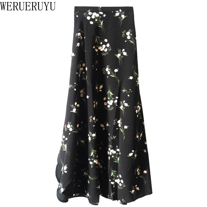 WERUERUYU Wrap Skirts Women Casual Chiffon TieWaist Ruffle Wide Leg Loose 220701