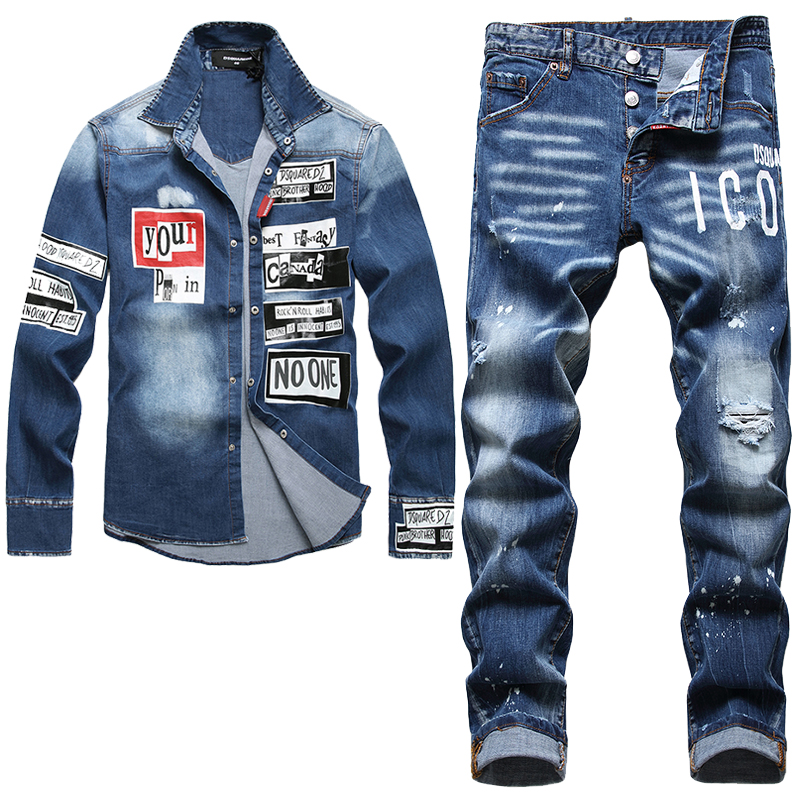 Tracksuits New Printed 2pcs Men's Sets Summer Autumn Denim Cardigan Long Sleeve Lapel Shirt and Ripped Skinny Pants Two Piece Set 48UB, Shirt and jeans 8801.1086
Tracksuits New Printed 2pcs Men's Sets Summer Autumn Denim Cardigan Long Sleeve Lapel Shirt and Ripped Skinny Pants Two Piece Set 48UB, Shirt and jeans 8801.1086