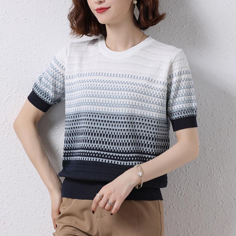 Women's Sweaters Summer Short Sleeve Knitted T-Shirts Women Casual Thin Knit Sweater Striped Tops 2022 Versatile PulloversWomen's, Blue
Women's Sweaters Summer Short Sleeve Knitted T-Shirts Women Casual Thin Knit Sweater Striped Tops 2022 Versatile PulloversWomen's, Blue