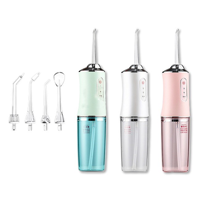Electric Oral Irrigator 220ML With 4 Nozzles Portable Auto Wash Water Flosser Tooth Stains Cleanser Rechargeable IPX7 Waterproof Dental Care Clean and