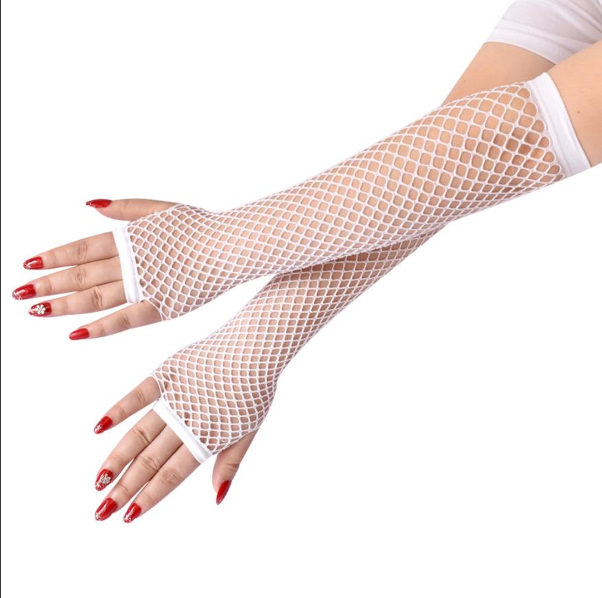 Fishnet Gloves 1920s Costume Accessories Fingerless Hollow Long Gloves Stretchy Opera Evening Pierced Elbow Length Glove Party Cosplay Props