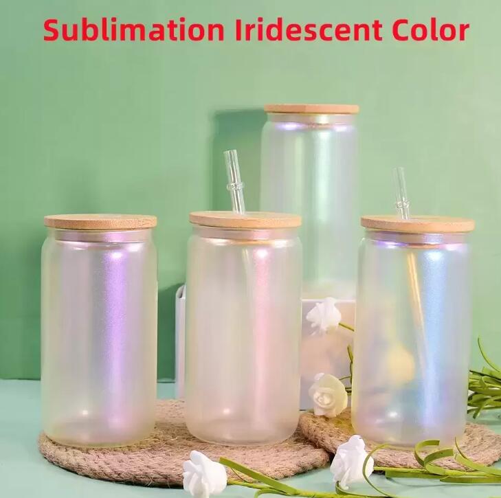 UPS 16oz Sublimation Iridescent Glass Can Tumblers Rainbow Glass Shimmer Beer Tumbler Frosted Drinking Glasses With Bamboo Lid And Reusable Straw color, Multi-color
UPS 16oz Sublimation Iridescent Glass Can Tumblers Rainbow Glass Shimmer Beer Tumbler Frosted Drinking Glasses With Bamboo Lid And Reusable Straw color, Multi-color