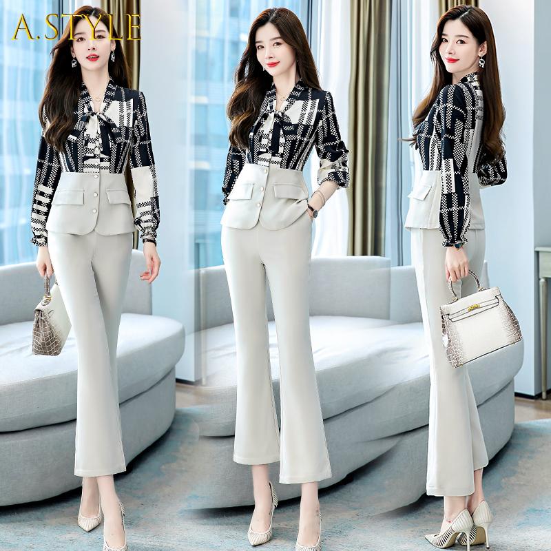 Women' Two Piece Pants GIRLS Autumn Fashion OL 2 Set Long Sleeve Lace-up Collar Print Button Splicing Top High Waist Women Office SuitWomen, White
Women' Two Piece Pants GIRLS Autumn Fashion OL 2 Set Long Sleeve Lace-up Collar Print Button Splicing Top High Waist Women Office SuitWomen, White