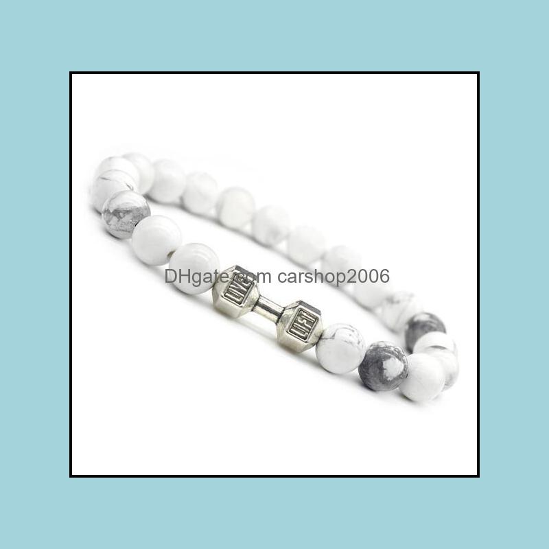 Charm Bracelets Jewelry Fashion Sier Gold Plated Dumbbell Bracelet Natural Stone White Turquoise For Women Drop Delivery 2021 B245I
Charm Bracelets Jewelry Fashion Sier Gold Plated Dumbbell Bracelet Natural Stone White Turquoise For Women Drop Delivery 2021 B245I