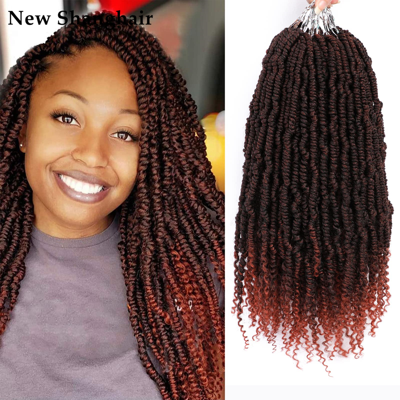Bomb Twist Crochet Hair 14 Inch Spring Twists Hair Passion Twisted Pre-looped Fluffy Braiding Synthetic Hair Extension BS02, #t27
Bomb Twist Crochet Hair 14 Inch Spring Twists Hair Passion Twisted Pre-looped Fluffy Braiding Synthetic Hair Extension BS02, #t27